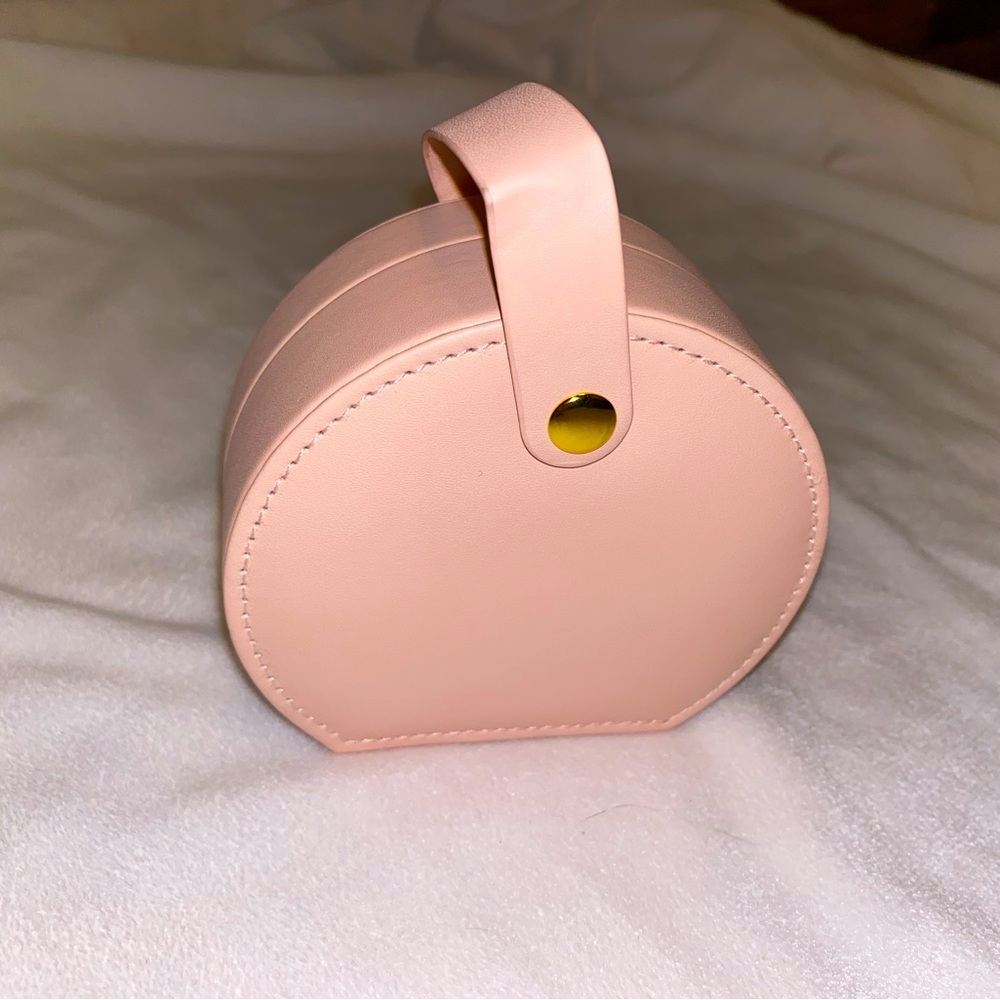 Mini Solid Pink Travel Jewelry Case with Snap Handle